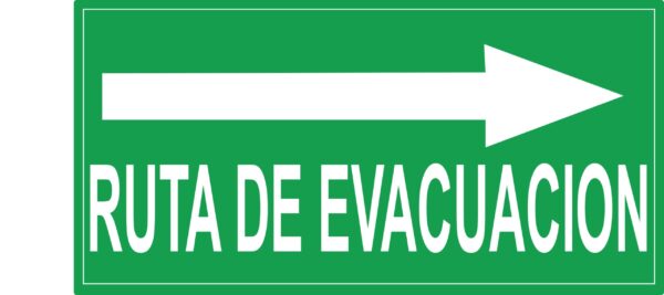 Señalizacion para ruta de evacuacion con fondo verde