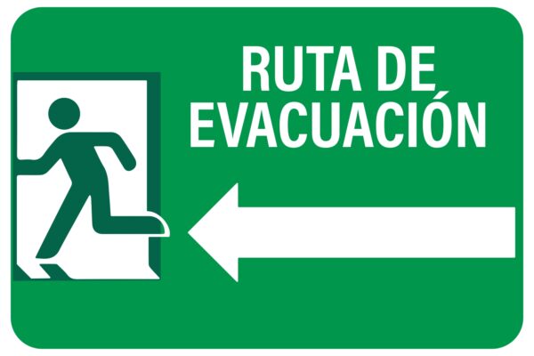 Señalizacion para ruta de evacuacion verde